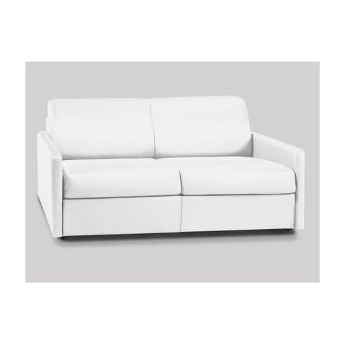 Canapé 3 Places Convertible Express En Simili Calife - Blanc - Couchage 140 Cm - Matelas 14 Cm