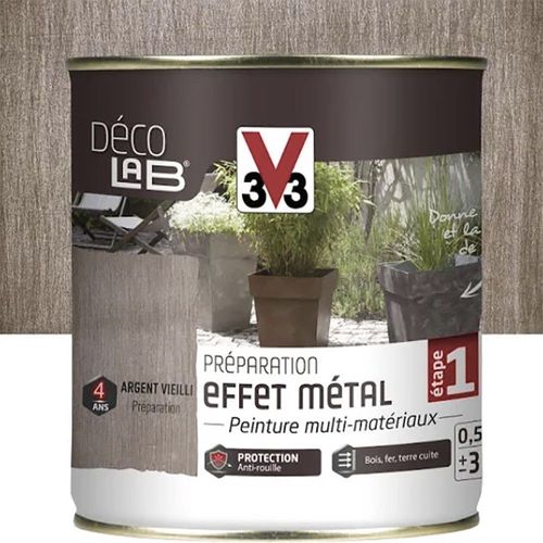 Peinture Extérieure Effet Métal Préparation V33 Déco LAB Argent vieilli