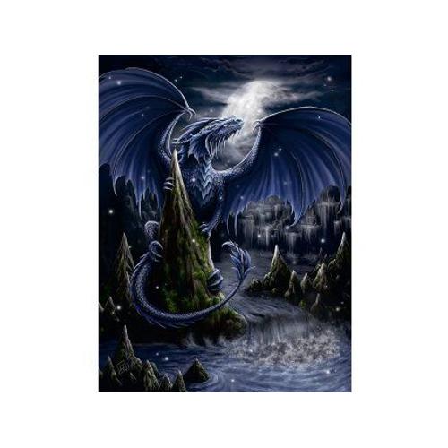Puzzle Adulte La Pleine Lune Et Le Dragon Bleu - 1500 Pieces - Collection Monde Fantastique - Nouveaut?