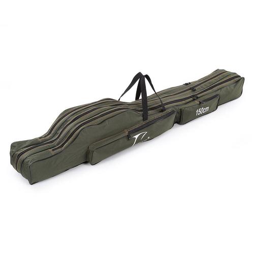 Trois Couches 150cm Sac De Rangement Etui De Pêche En Toile Portable Pour Canne Outils Équipement