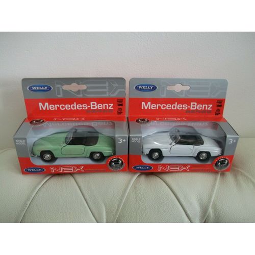 Mercedes-Benz 1955 190 Sl - Lot De 2 Miniatures Voitures Métal Welly (1:43)