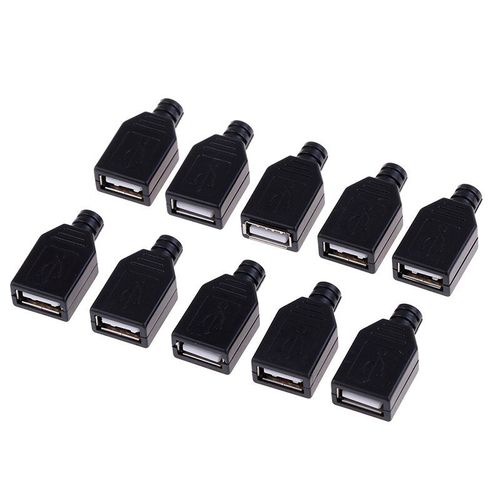Adaptateur de prise USB Type A femelle 4 broches, 10 pièces/lot, nouveau, bricolage avec couvercle en plastique, connecteur USB