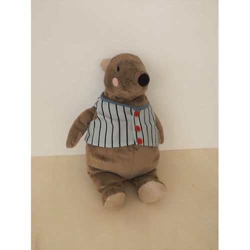Doudou Peluche Ours Brun Gilet Bleu Ikéa