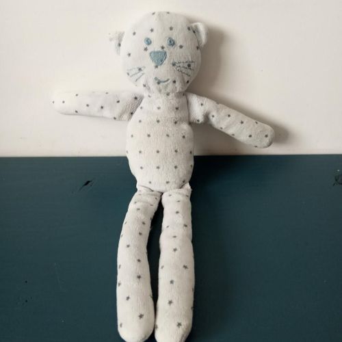Doudou Chat Bleu Étoiles Grises Bout'chou