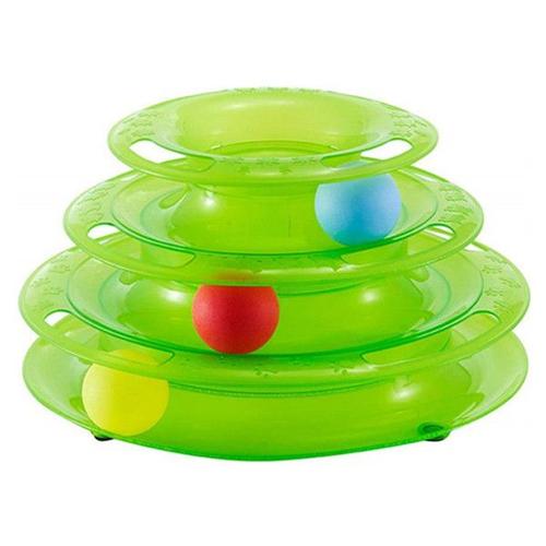 Funny Cat Pet Toy Cat Toys Intelligence 3-Track Track Cat Crazy Ball Disk Interactive Toy For Iq Training(Vert)