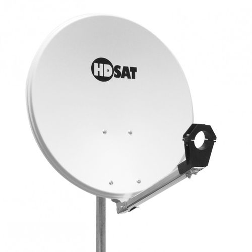 HDSAT Parabole satellite acier Blanche 65cm avec Support LNB en Acier Galvanisé idéal ASTRA EUTELSAT