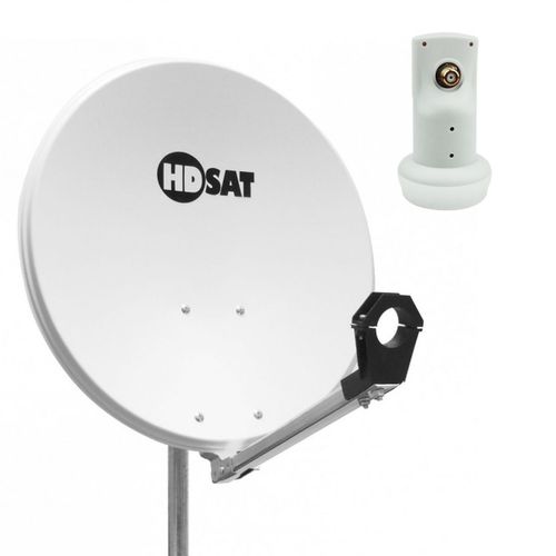 Pack HDSAT Parabole satellite acier 65cm + LNB Single HD 4K idéal ASTRA EUTELSAT