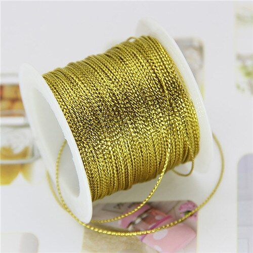 Fil De Cordon En Polyester Solide Et Durable, 1mm X 20m, Pour Bricolage, Bracelet, Or, Argent, Rouge, Glands, Perles