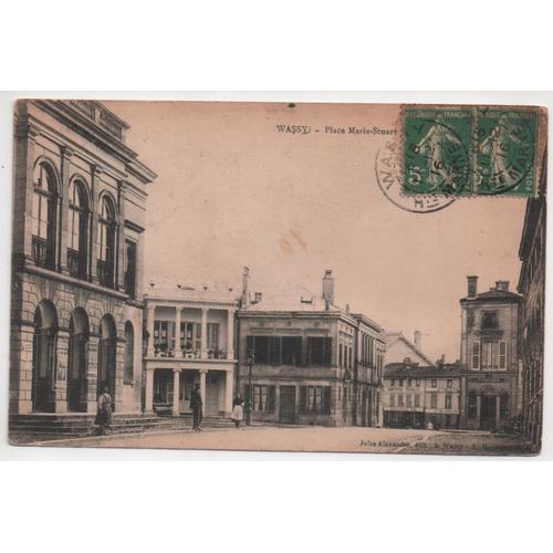 Wassy - Place Marie Stuart (1916, Théâtre, Carte Ancienne Animée 52 Haute-Marne)