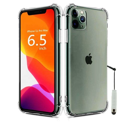 Coque Silicone Tpu Souple Pour Apple Iphone 11 Pro Max 6.5" Anti-Choc Ultra Résistant Avec Coins Renforcés - Transparent + Mini Stylet