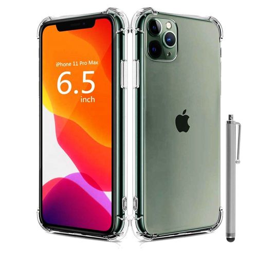 Coque Silicone Tpu Souple Pour Apple Iphone 11 Pro Max 6.5" Anti-Choc Ultra Résistant Avec Coins Renforcés - Transparent + Stylet