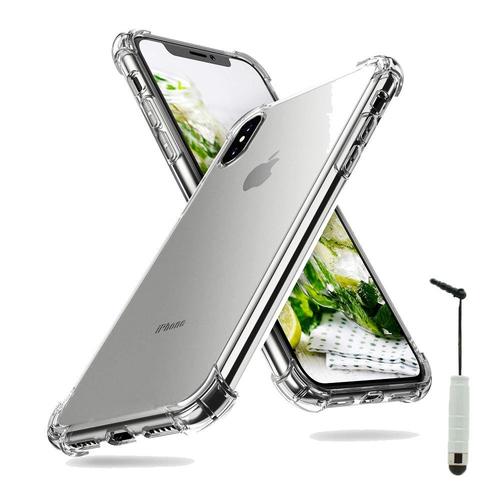 Coque Silicone Tpu Souple Pour Apple Iphone X 5.8" Anti-Choc Ultra Résistant Avec Coins Renforcés - Transparent + Mini Stylet