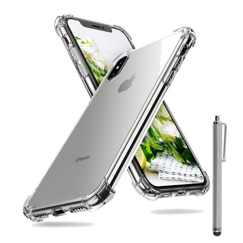 Coque Silicone Tpu Souple Pour Apple Iphone X 5.8" Anti-Choc Ultra Résistant Avec Coins Renforcés - Transparent + Stylet