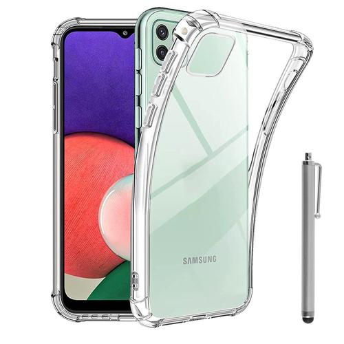 Coque Silicone Tpu Souple Pour Samsung Galaxy A22 5g 6.6" Anti-Choc Ultra Résistant Avec Coins Renforcés - Transparent + Stylet