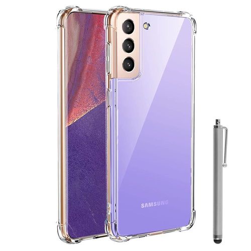 Coque Silicone Tpu Souple Pour Samsung Galaxy S21 5g 6.2" Anti-Choc Ultra Résistant Avec Coins Renforcés - Transparent + Stylet