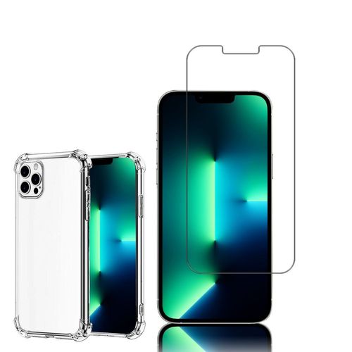 Coque Silicone Tpu Souple Pour Apple Iphone 13 Pro Max 6.7" Anti-Choc Ultra Résistant Avec Coins Renforcés - Transparent + 1 Film Verre Trempé - Transparent