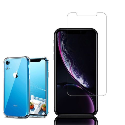 Coque Silicone Tpu Souple Pour Apple Iphone Xr (2018) 6.1" Anti-Choc Ultra Résistant Avec Coins Renforcés - Transparent + 1 Film Verre Trempé - Transparent