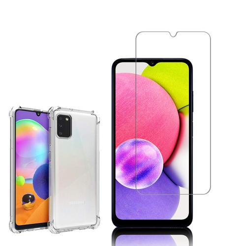 Coque Silicone Tpu Souple Pour Samsung Galaxy A03s 6.5" Anti-Choc Ultra Résistant Avec Coins Renforcés - Transparent + 1 Film Verre Trempé - Transparent