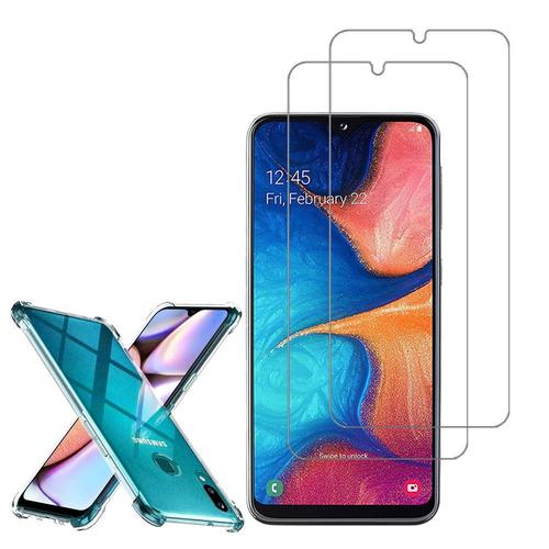 Coque Silicone Tpu Souple Pour Samsung Galaxy A20e/ A20e Dual Sim 5.8" Anti-Choc Ultra Résistant Avec Coins Renforcés - Transparent + 2 Films Verre Trempé - Transparent