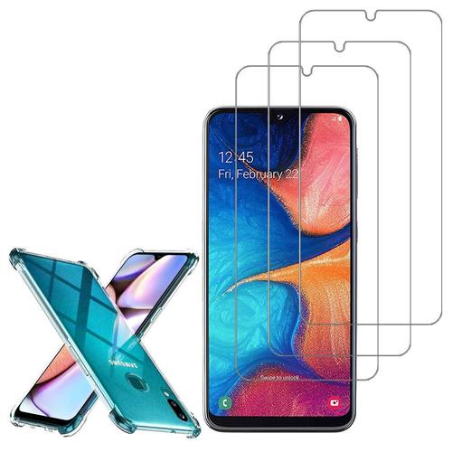 Coque Silicone Tpu Souple Pour Samsung Galaxy A20e/ A20e Dual Sim 5.8" Anti-Choc Ultra Résistant Avec Coins Renforcés - Transparent + 3 Films Verre Trempé - Transparent