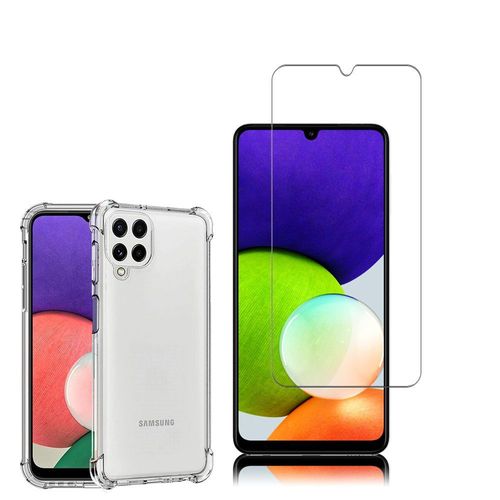 Coque Silicone Tpu Souple Pour Samsung Galaxy A22 4g 6.4" Anti-Choc Ultra Résistant Avec Coins Renforcés - Transparent + 1 Film Verre Trempé - Transparent