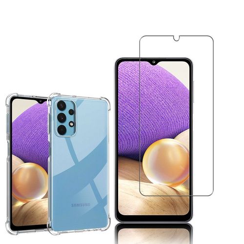 Coque Silicone Tpu Souple Pour Samsung Galaxy A32 5g 6.5" Anti-Choc Ultra Résistant Avec Coins Renforcés - Transparent + 1 Film Verre Trempé - Transparent