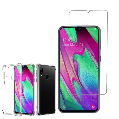 Coque Silicone Tpu Souple Pour Samsung Galaxy A40 5.9" Anti-Choc Ultra Résistant Avec Coins Renforcés - Transparent + 1 Film Verre Trempé - Transparent