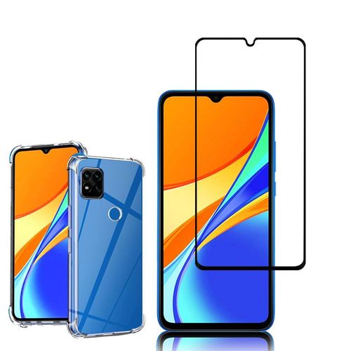 Coque Silicone Tpu Souple Pour Xiaomi Redmi 9c/ 9c Nfc/ Redmi 9 (India) 6.53" Anti-Choc Ultra Résistant Avec Coins Renforcés - Transparent + 1 Film Verre Trempé - Noir