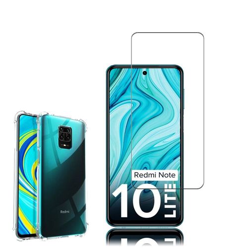 Coque Silicone Tpu Souple Pour Xiaomi Redmi Note 10 Lite 6.67" Anti-Choc Ultra Résistant Avec Coins Renforcés - Transparent + 1 Film Verre Trempé - Transparent