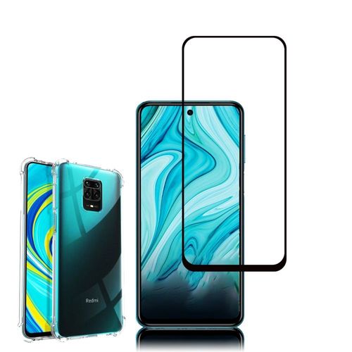 Coque Silicone Tpu Souple Pour Xiaomi Redmi Note 10 Lite 6.67" Anti-Choc Ultra Résistant Avec Coins Renforcés - Transparent + 1 Film Verre Trempé - Noir