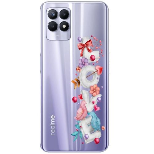 Coque Realme 8i Love Blanc Coeur
