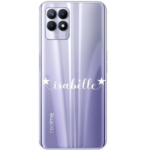 Coque Realme 8i Avec Votre Prenom Police 14 Blanc Etoile