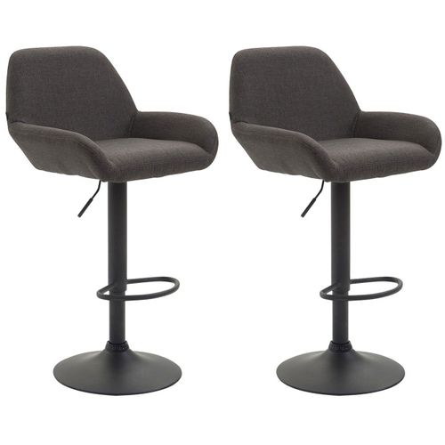 Lot De 2 Tabourets De Bar Moderne Et Confortable En Tissu Gris Foncé Pieds Trompette En Métal Noir Tdb10227