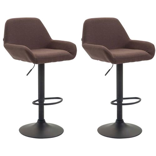 Lot De 2 Tabourets De Bar Moderne Et Confortable En Tissu Marron Pieds Trompette En Métal Noir Tdb10225