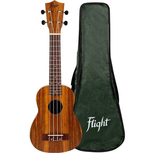 Flight Natural Series Nus200 Teak Ukulélé Soprano Avec Sillet De Tête Large (Housse Incluse)