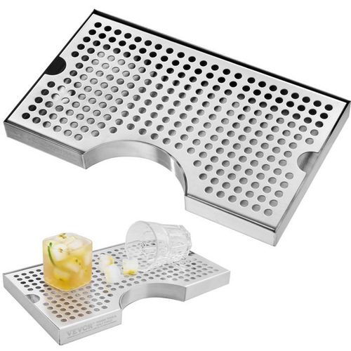 Plateau Égouttoir-Vevor-Colonne À Bière-30x18x2,5 Cm-Inox 304-4 Coussinet-Couvercle Amovible-Bar-Café