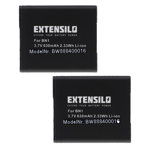 EXTENSILO 2x Batteries compatible avec Sony Cybershot DSC-W670, DSC-W630, DSC-W650, DSC-W690 appareil photo, reflex numérique (630mAh, 3,7V, Li-ion)