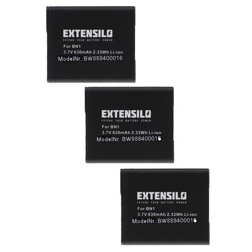 EXTENSILO 3x Batteries compatible avec Sony Cybershot DSC-W670, DSC-W630, DSC-W650, DSC-W690 appareil photo, reflex numérique (630mAh, 3,7V, Li-ion)
