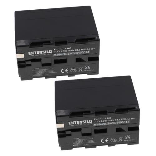 EXTENSILO 2x Batteries compatible avec Sony HVR Serie HVR-HD1000E, HVR Serie HVR-Z1E appareil photo, reflex numérique (6600mAh, 7,4V, Li-ion)