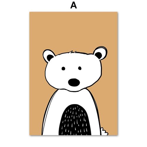 Toile D'art Mural Pour Pépinière, Affiches Et Imprimés Nordiques, Lapin, Ours, Raton Laveur, Zèbre, Antilope, Photos Murales, Décor De Chambre D'enfants Et De Bébés 40*40cm