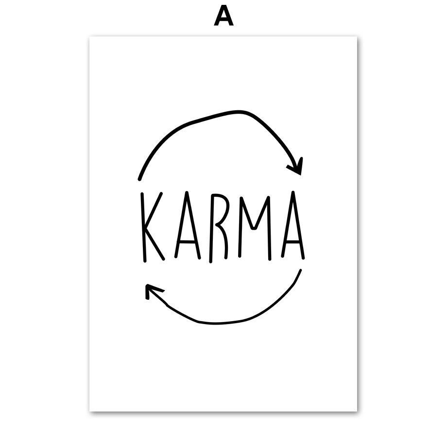 Papier Toilette Decoratif Pour Salle De Bain Citation De Karma Toile Peinture Affiches Et Imprimes Nordiques Tableau Mural Noir Et Blanc Pour Salon 40 40cm Rakuten
