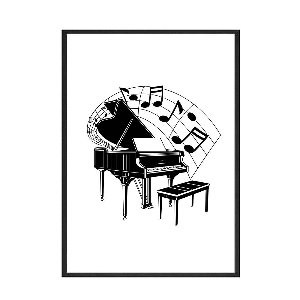 Affiche De Piano En Noir Et Blanc Peinture Sur Toile Ligne Nordique Dessin Impression Abstraite Minimaliste Tableau D Art Mural D cor De Maison