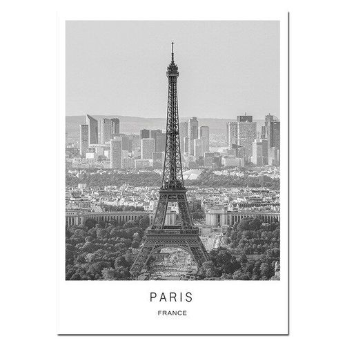 Toile De Peinture En Noir Et Blanc, Paysage De Ville Mondiale, Affiche Imprimée De Paris, Londres, New York, Style Nordique, Tableau D'art Mural, Décor De Maison 40*40cm