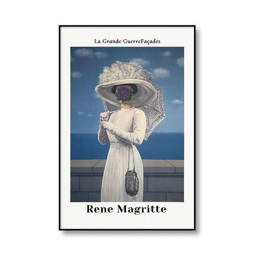 Peinture Sur Toile D'art Abstrait, Célèbre Rene Magrite, Décoration Pour Salon Et Chambre À Coucher 40*40cm