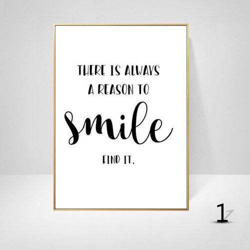 Peinture D'art Mural Avec Citations Noires Et Blanches, Affiche Et Imprimés Nordiques Avec Sourire Anglais 40*40cm