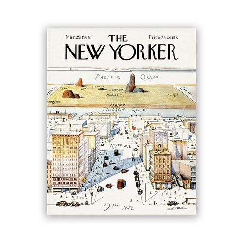 Affiche De Couverture De Magazine De New York, Vue Du Monde De La 9ème Allée, Carte Imprimée Vintage, Tableau D'art Mural, Peinture Sur Toile, Décor, 1960 40*40cm