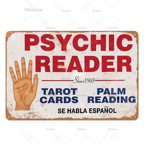 Affiche De Tarot En Métal Vintage, Plaque Psychique, Panneau En Fer Blanc, Décor D'art Mural, Peinture En Fer Pour Magasin De Divination 40*40cm