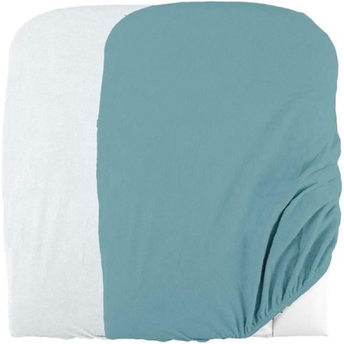 Domiva Lot 2 Housses De Matelas A Langer - 50 X 75 Cm - Eponge Polycoton - Blanc/Nile