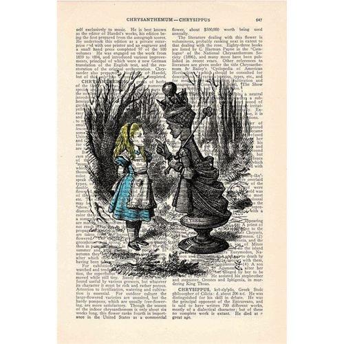 Affiches Murales De Livre D'art Alice Au Pays Des Merveilles, Impression De Dictionnaire, Décor Mural, Peinture Sur Toile, Image Vintage Pour Maison, Sans Cadre 40*40cm