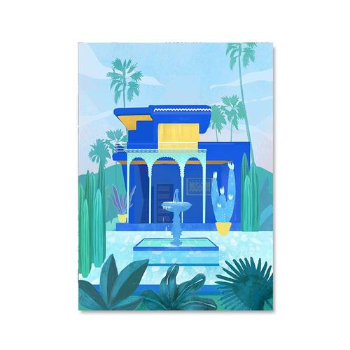 Affiches De Voyage Avec Imprimés D'art Mural Marocain, Peinture Sur Toile De Paysage De Jardin De Mûrie Majorelle, Décoration De Maison, Images Murales Nordiques 40*40cm